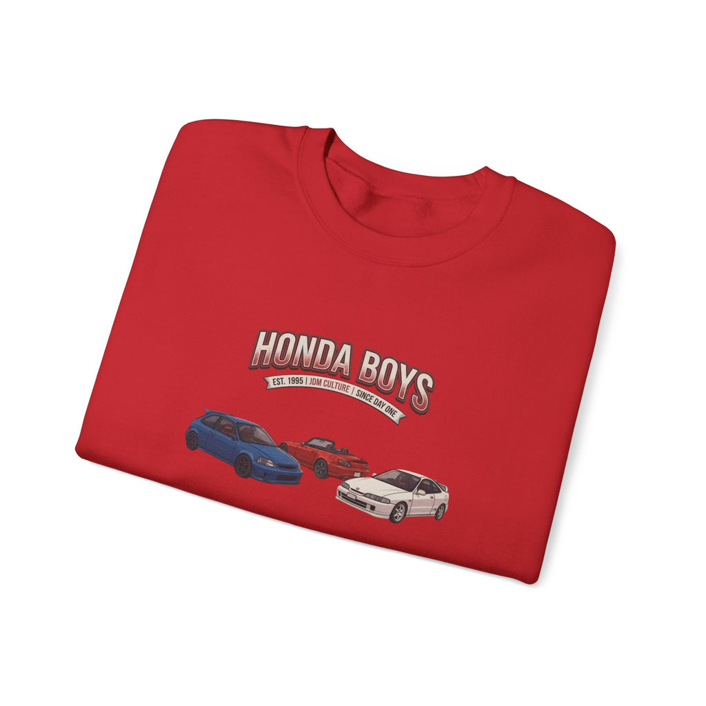 Honda Boys Crewneck Sweatshirt — Retro JDM Car Graphic