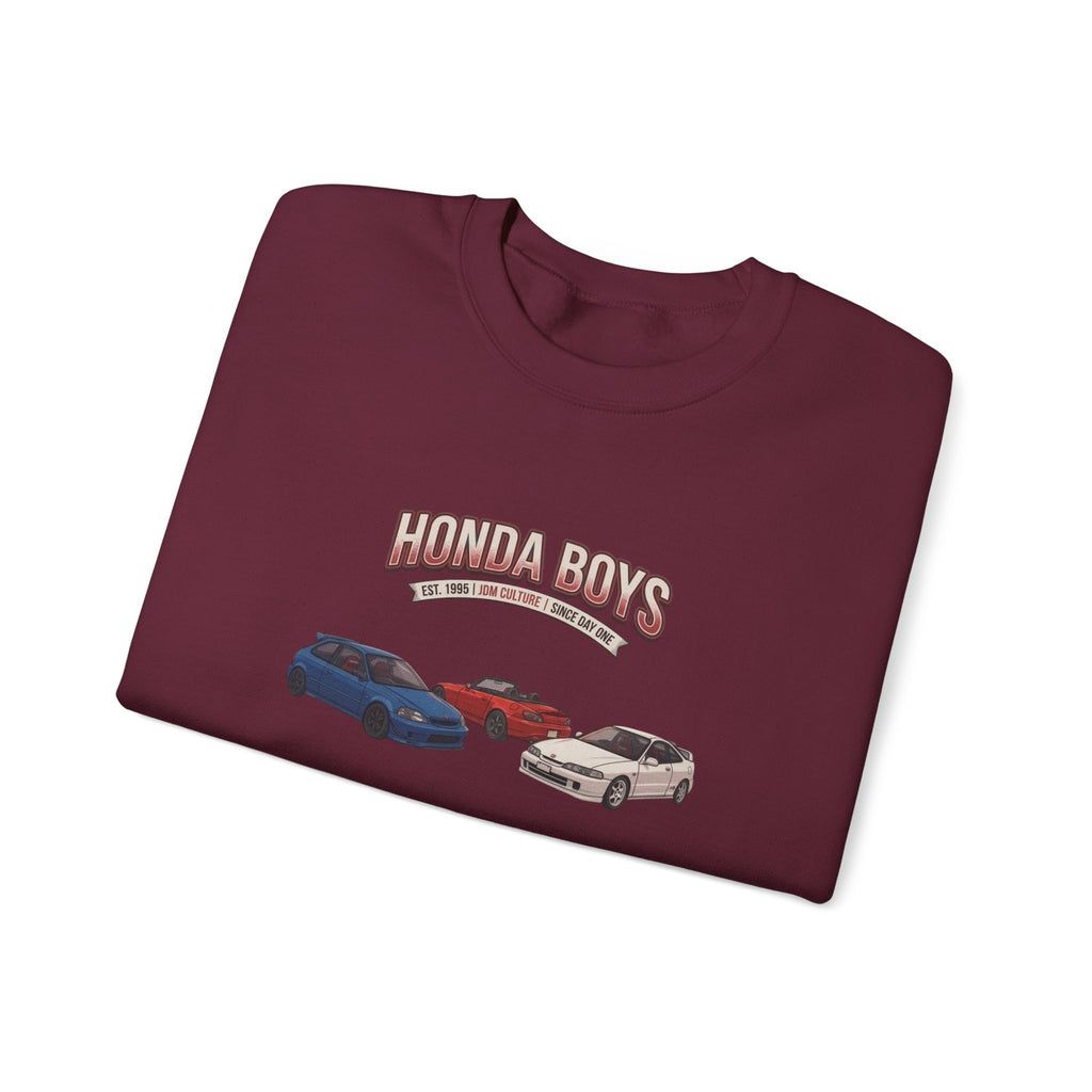 Honda Boys Crewneck Sweatshirt — Retro JDM Car Graphic