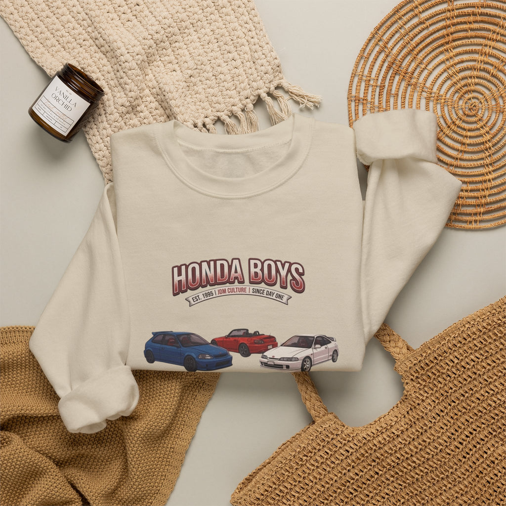 Honda Boys Crewneck Sweatshirt — Retro JDM Car Graphic