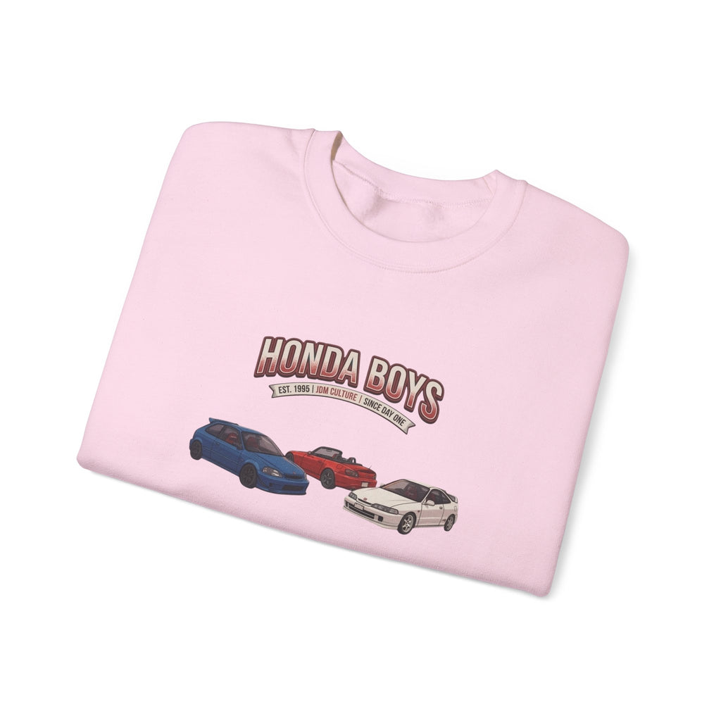 Honda Boys Crewneck Sweatshirt — Retro JDM Car Graphic