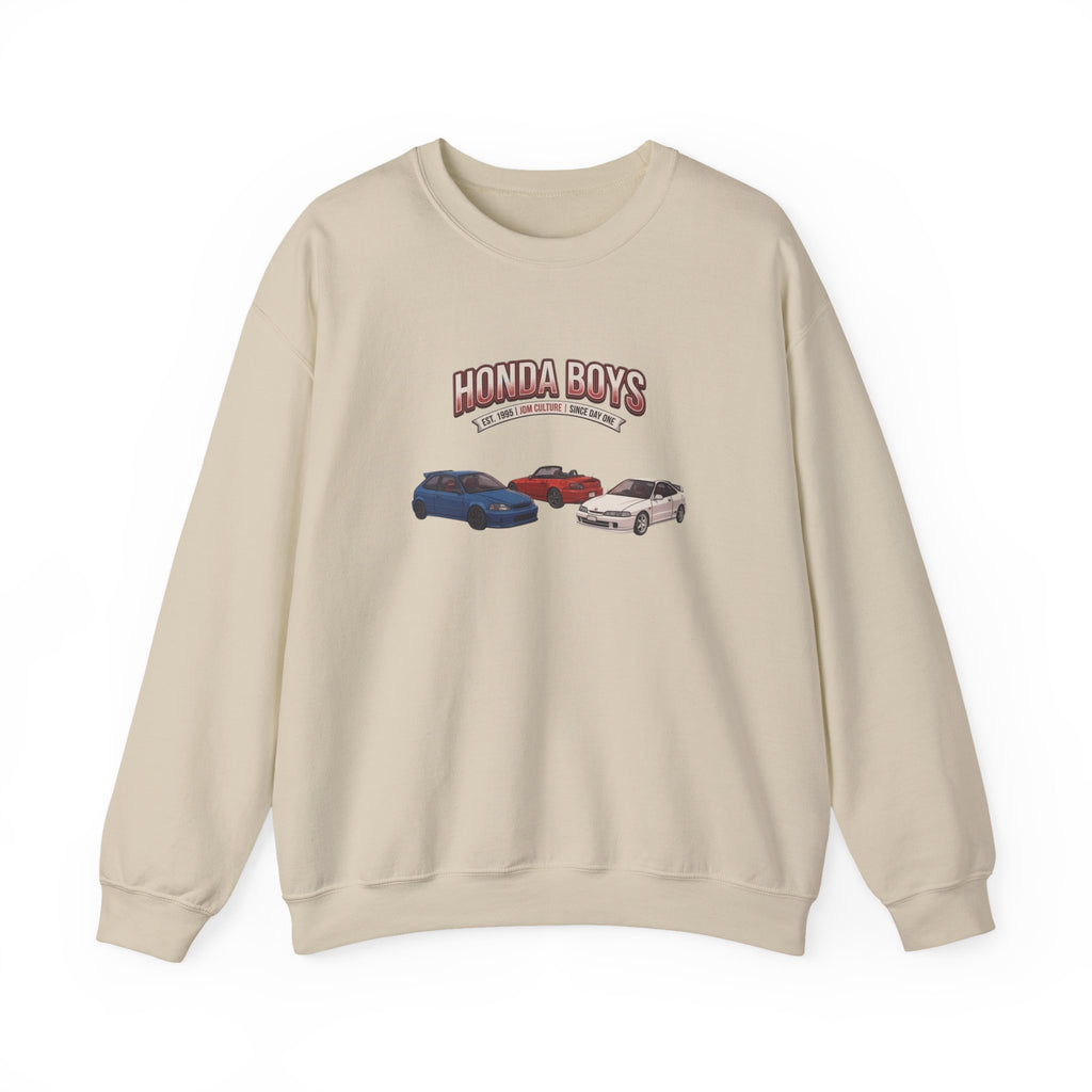 Honda Boys Crewneck Sweatshirt — Retro JDM Car Graphic