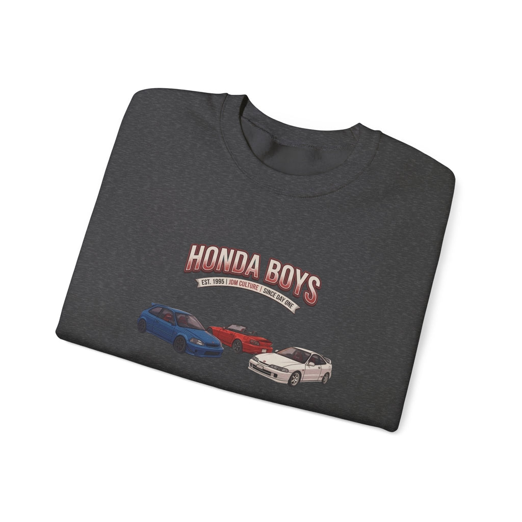 Honda Boys Crewneck Sweatshirt — Retro JDM Car Graphic