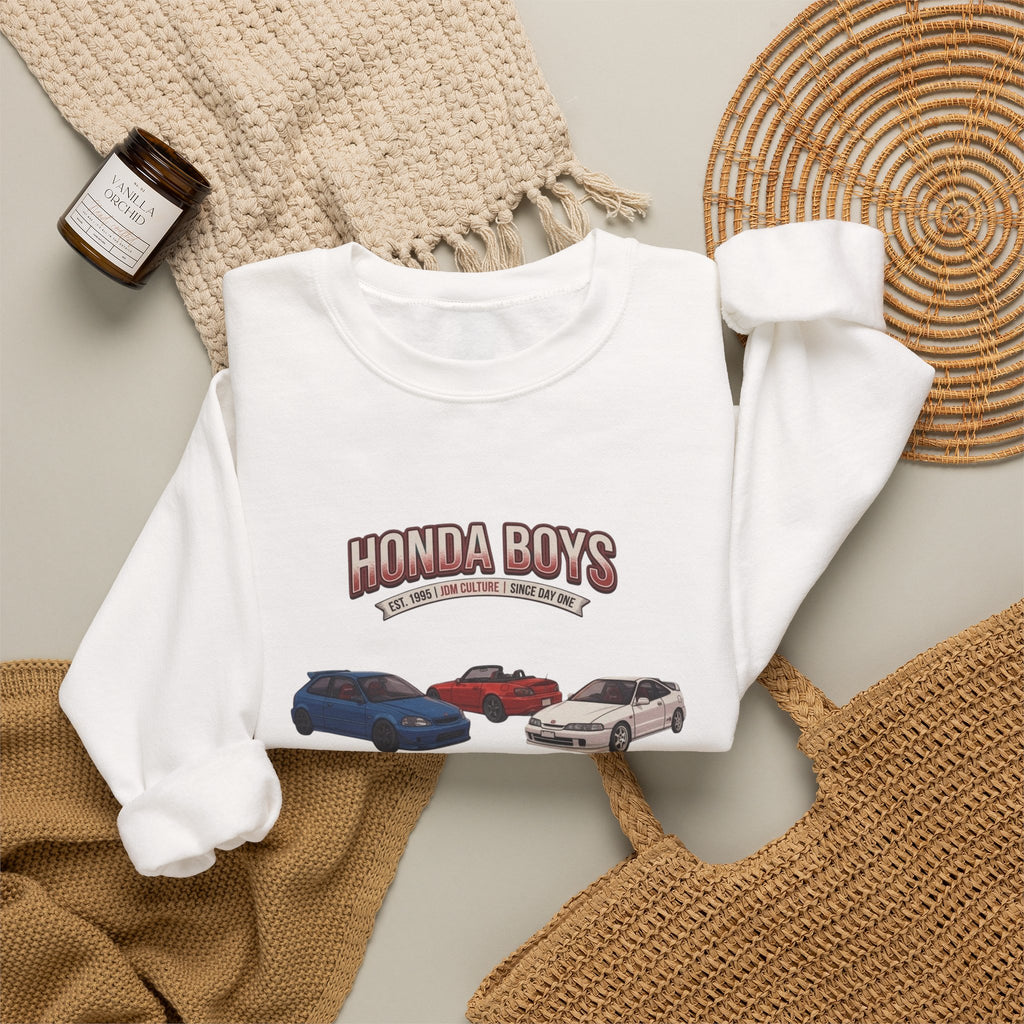 Honda Boys Crewneck Sweatshirt — Retro JDM Car Graphic