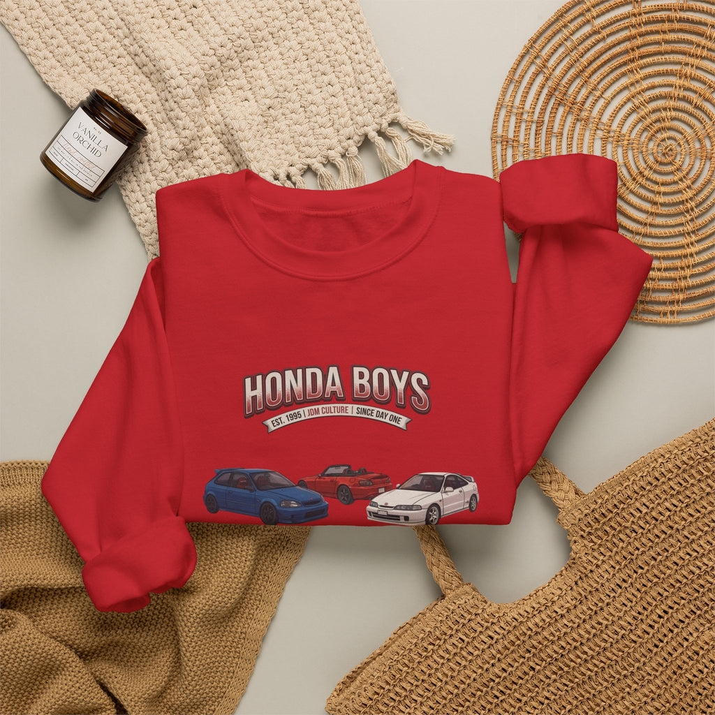 Honda Boys Crewneck Sweatshirt — Retro JDM Car Graphic