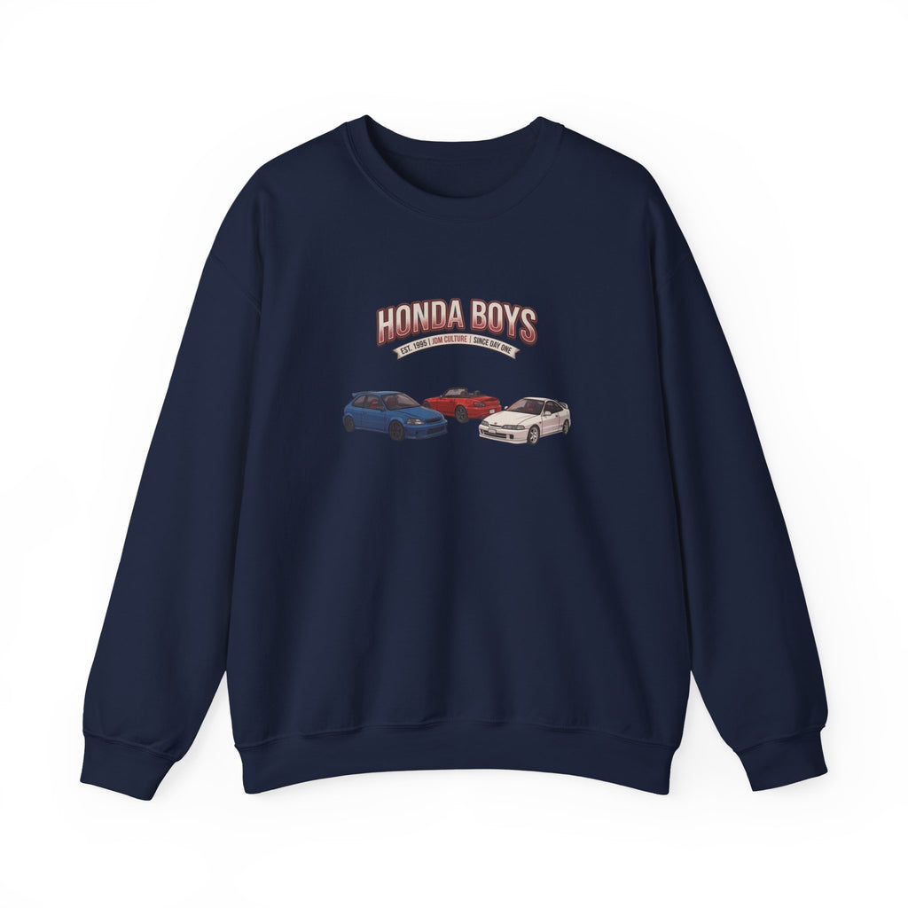 Honda Boys Crewneck Sweatshirt — Retro JDM Car Graphic