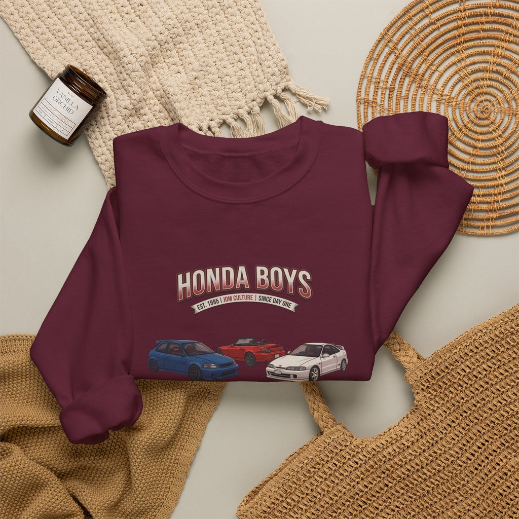 Honda Boys Crewneck Sweatshirt — Retro JDM Car Graphic