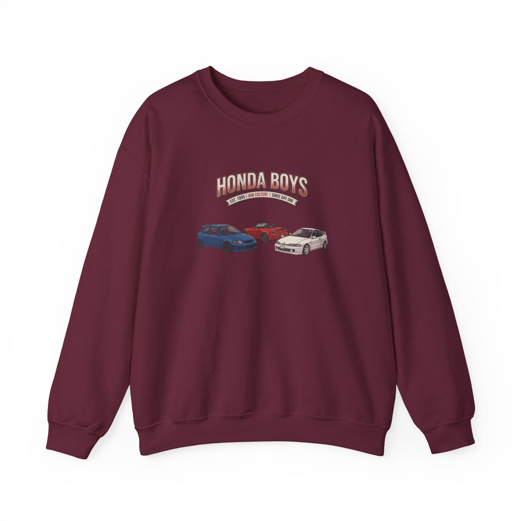 Honda Boys Crewneck Sweatshirt — Retro JDM Car Graphic