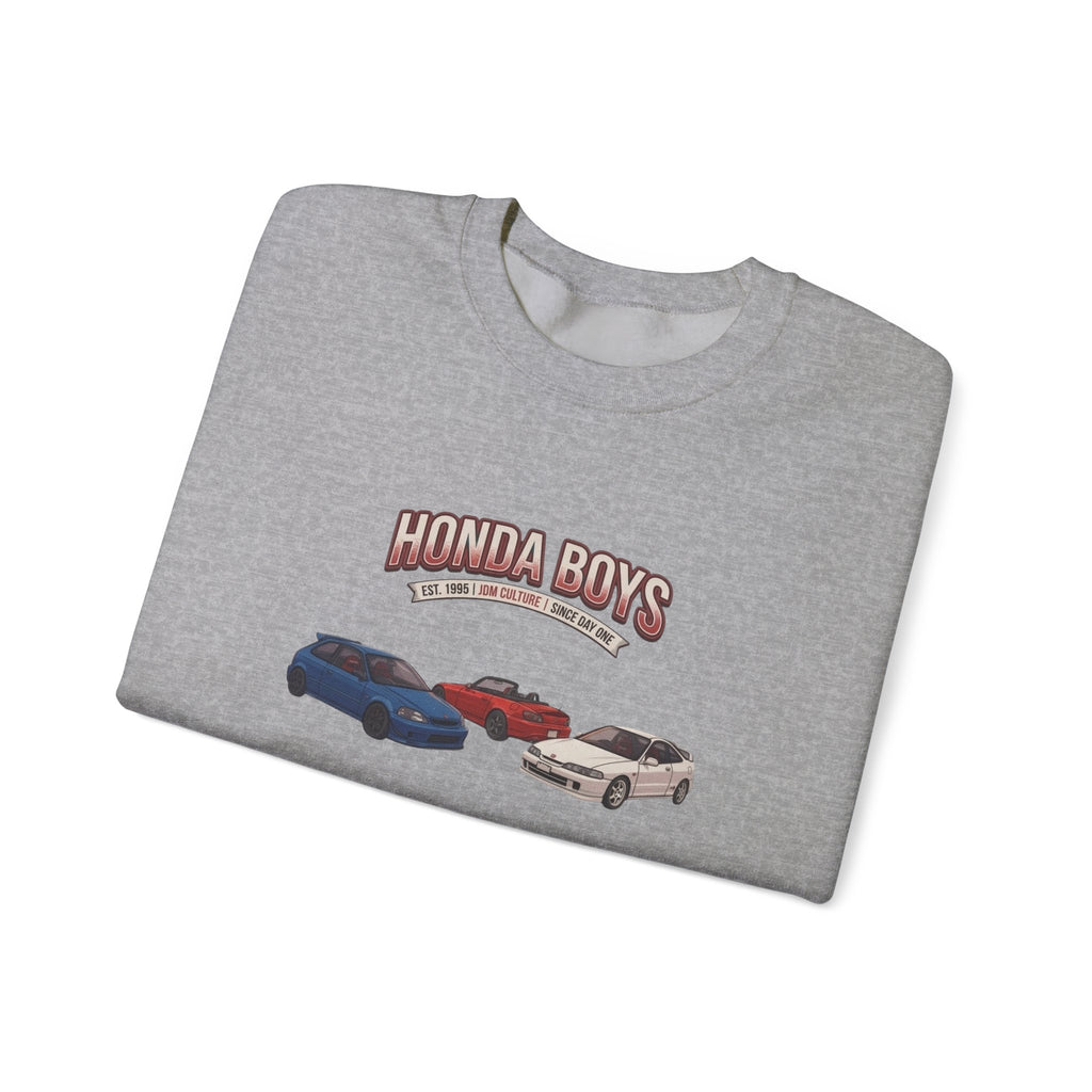 Honda Boys Crewneck Sweatshirt — Retro JDM Car Graphic