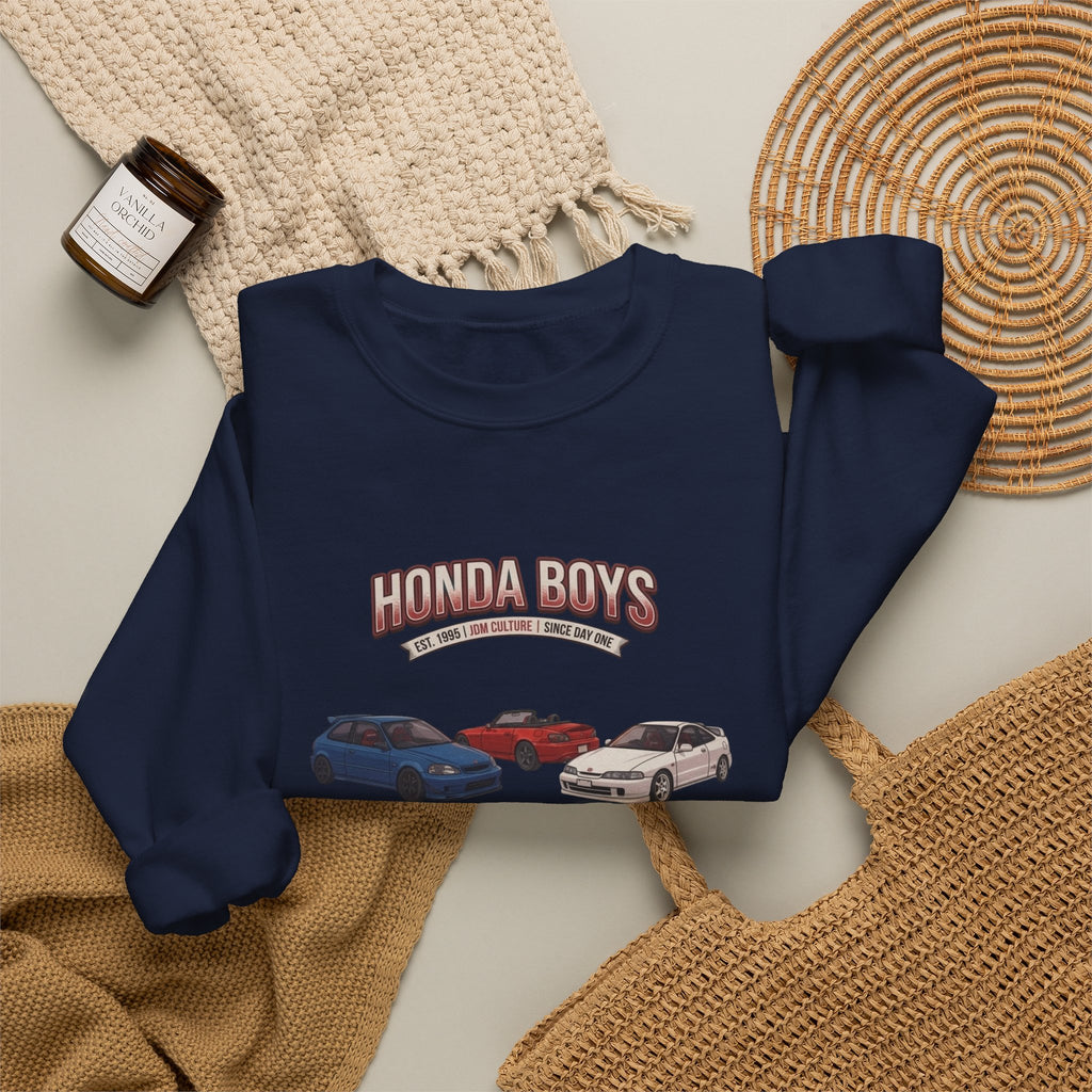 Honda Boys Crewneck Sweatshirt — Retro JDM Car Graphic